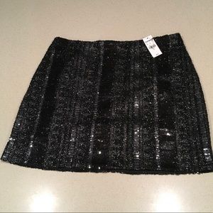 Express Black & Silver Sequin Skirt NWT